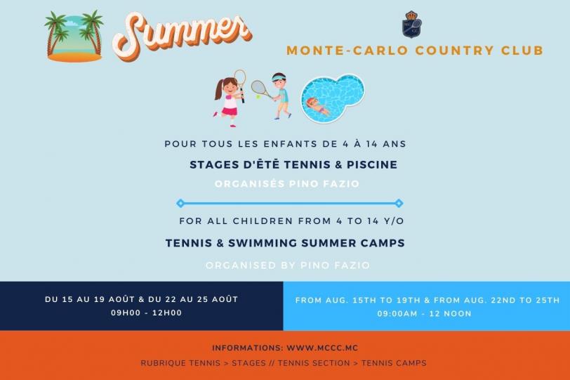 Tennis & Swimming camps until August 25th 2022